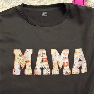 SHEIN Black Sweatshirt with Floral 'MAMA' Graphic